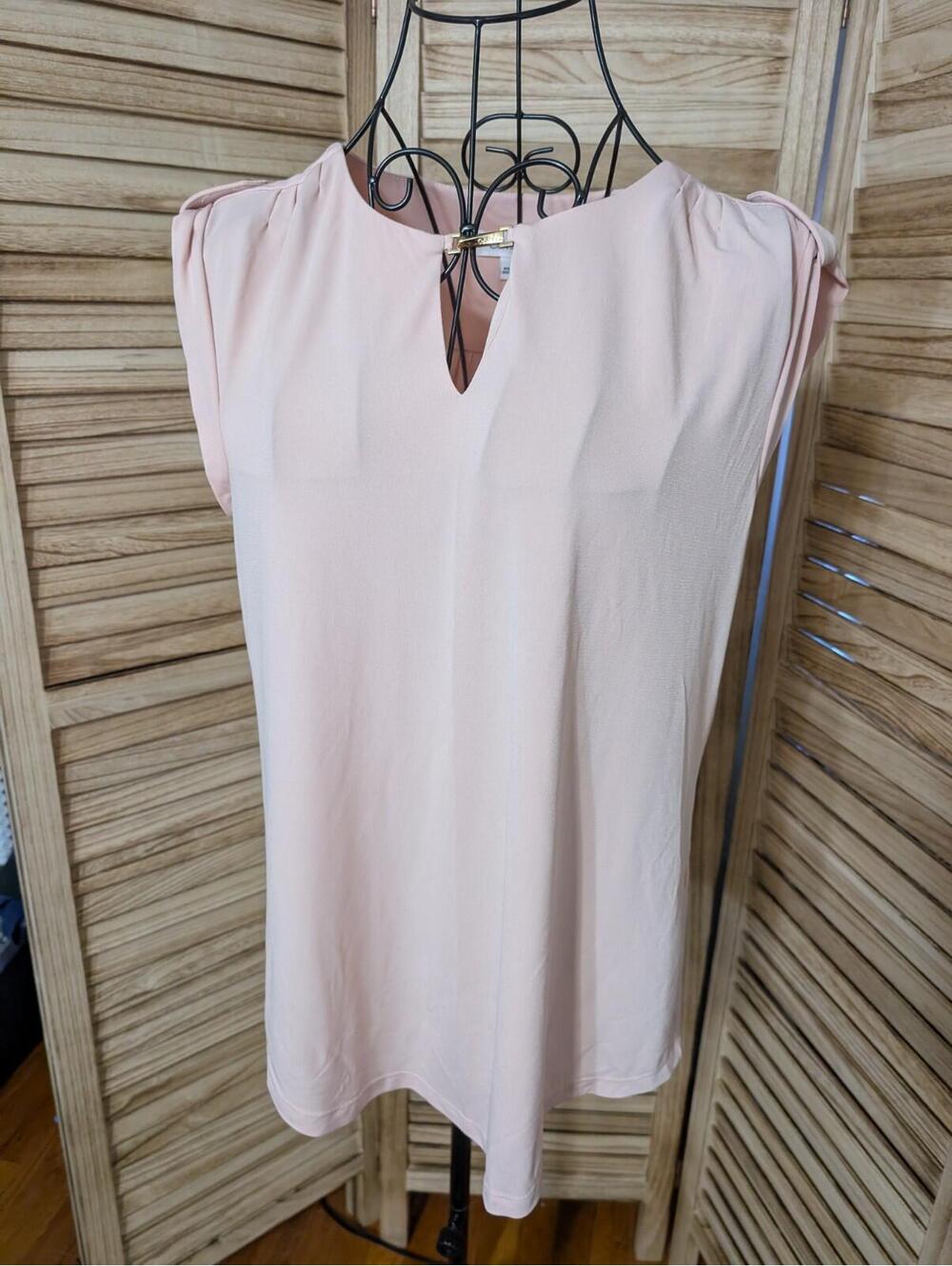 Calvin Klein V Neck Short Sleeve Blouse Pink Women’s Small